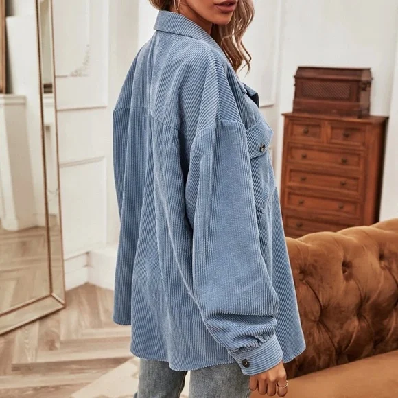 Cozy Button up Corduroy oversized Jacket Shacket - Picture 4 of 5